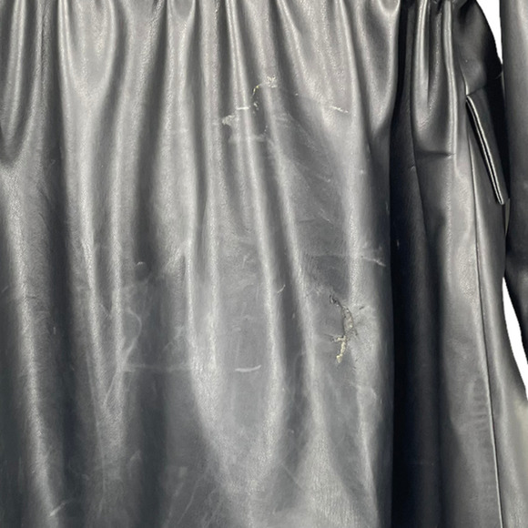 Selmacilek Womens Leather Trench Collar Mini Dress Flap Pockets Size S Black - Picture 7 of 9